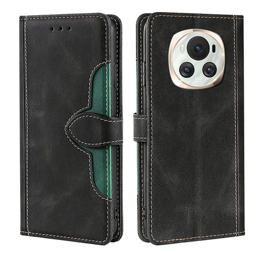 For Honor Magic6 5G Skin Feel Magnetic Buckle Leather Phone Case(Black)