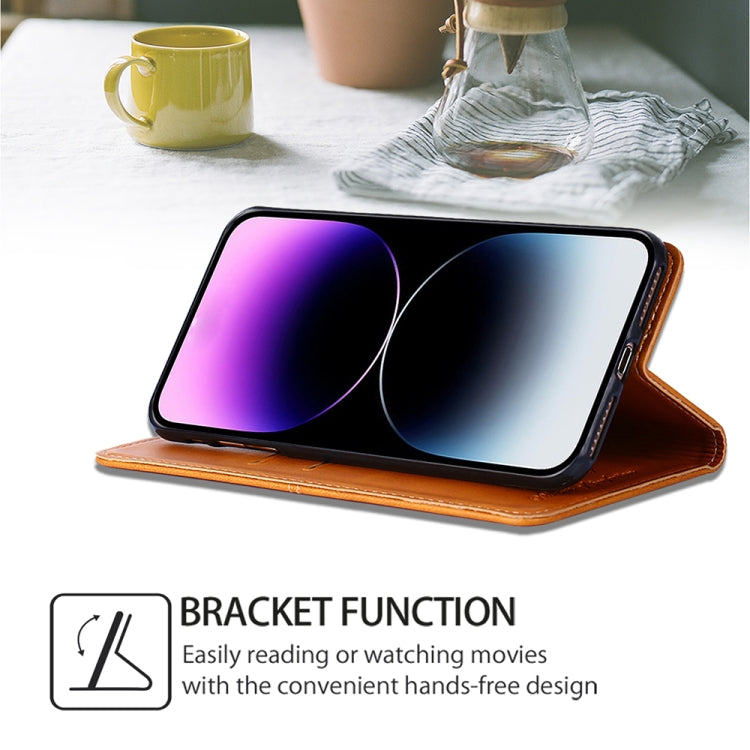 For Honor Magic6 Pro Cow Texture Magnetic Leather Phone Case(Light Brown)