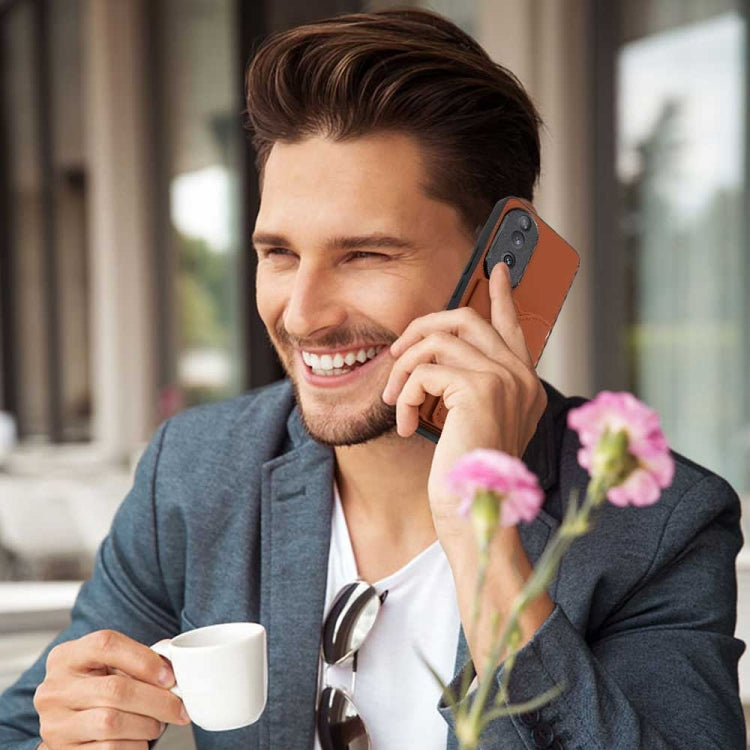 For Honor 90 Skin Feel PU + TPU + PC Card Slots Phone Case(Brown)