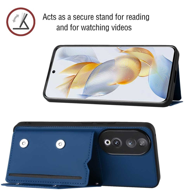 For Honor 90 Skin Feel PU + TPU + PC Card Slots Phone Case(Royal Blue)