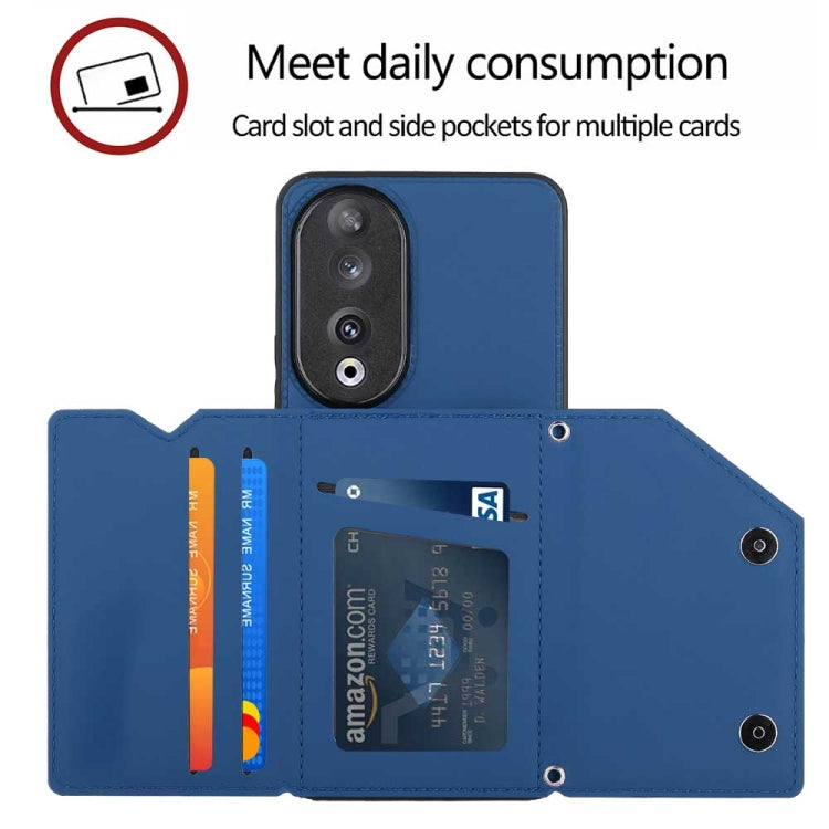 For Honor 90 Skin Feel PU + TPU + PC Card Slots Phone Case(Royal Blue)