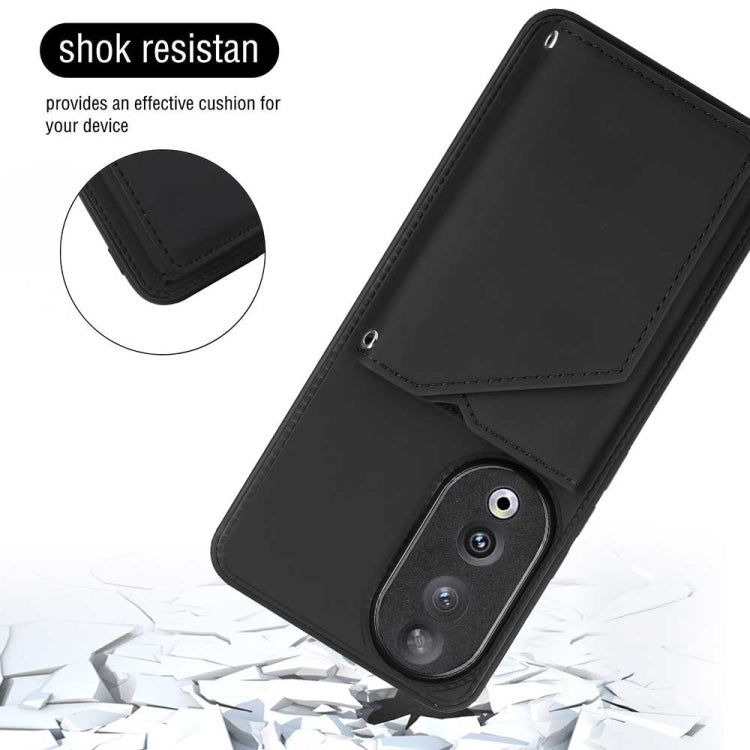 For Honor 90 Skin Feel PU + TPU + PC Card Slots Phone Case(Black)