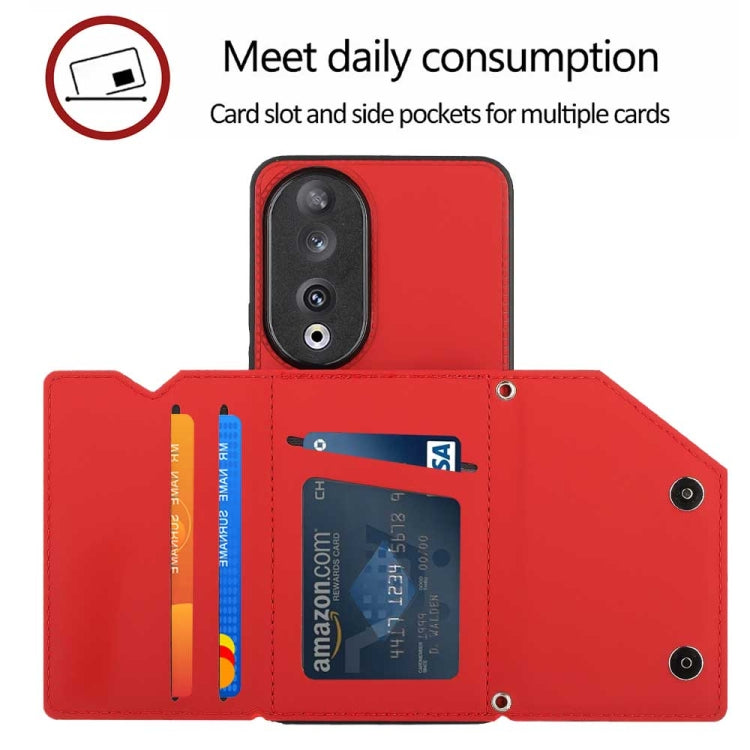 For Honor 90 Skin Feel PU + TPU + PC Card Slots Phone Case(Red)