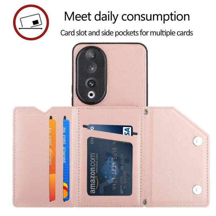 For Honor 90 Skin Feel PU + TPU + PC Card Slots Phone Case(Rose Gold)