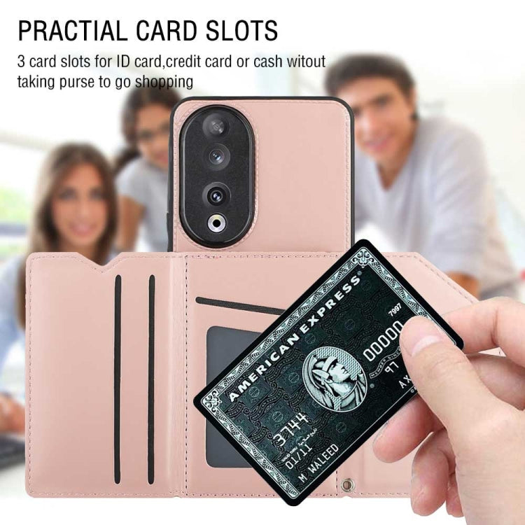 For Honor 90 Skin Feel PU + TPU + PC Card Slots Phone Case(Rose Gold)