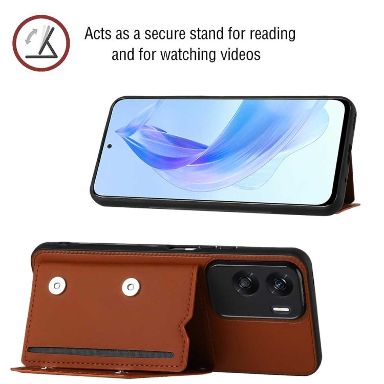 For Honor 90 Lite/X50i Skin Feel PU + TPU + PC Card Slots Phone Case(Brown)