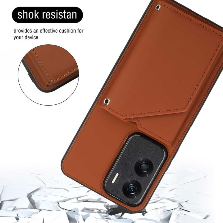 For Honor 90 Lite/X50i Skin Feel PU + TPU + PC Card Slots Phone Case(Brown)