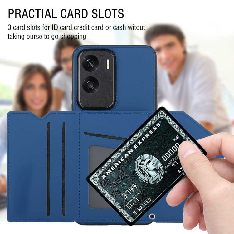 For Honor 90 Lite/X50i Skin Feel PU + TPU + PC Card Slots Phone Case(Royal Blue)