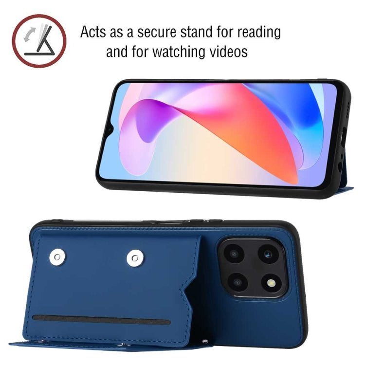 For Honor X6a 4G Skin Feel PU + TPU + PC Card Slots Phone Case(Royal Blue)