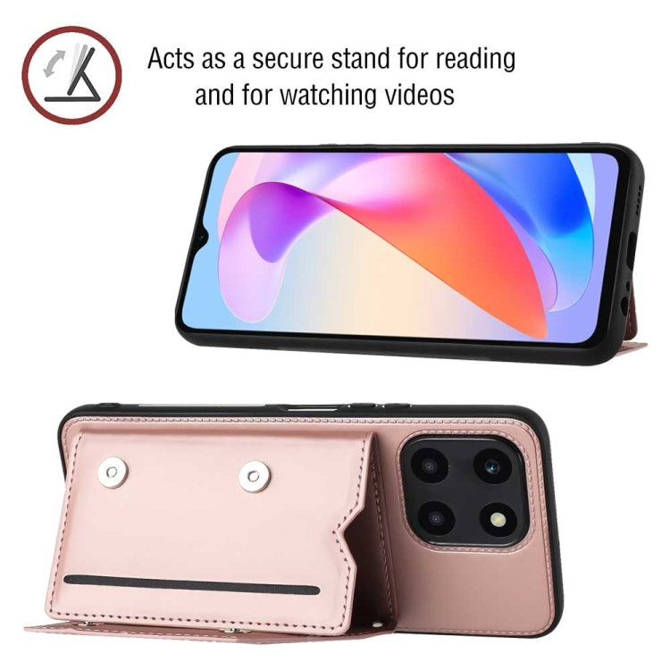 For Honor X6a 4G Skin Feel PU + TPU + PC Card Slots Phone Case(Rose Gold)