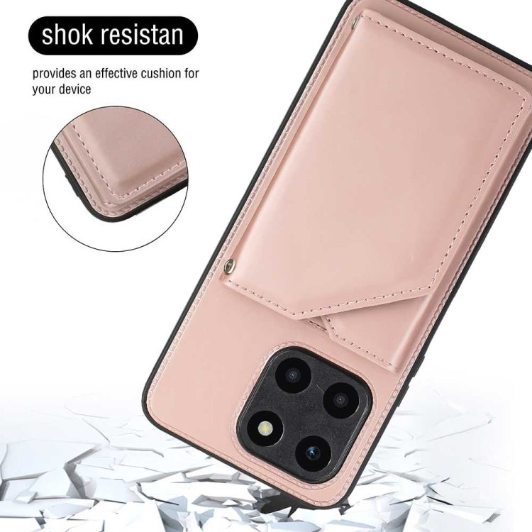 For Honor X6a 4G Skin Feel PU + TPU + PC Card Slots Phone Case(Rose Gold)