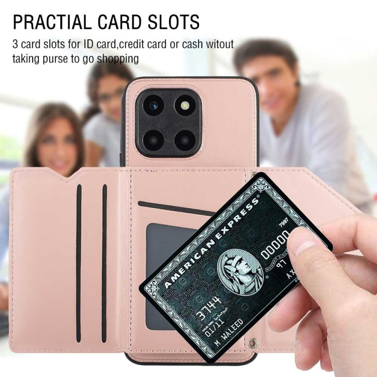 For Honor X6a 4G Skin Feel PU + TPU + PC Card Slots Phone Case(Rose Gold)