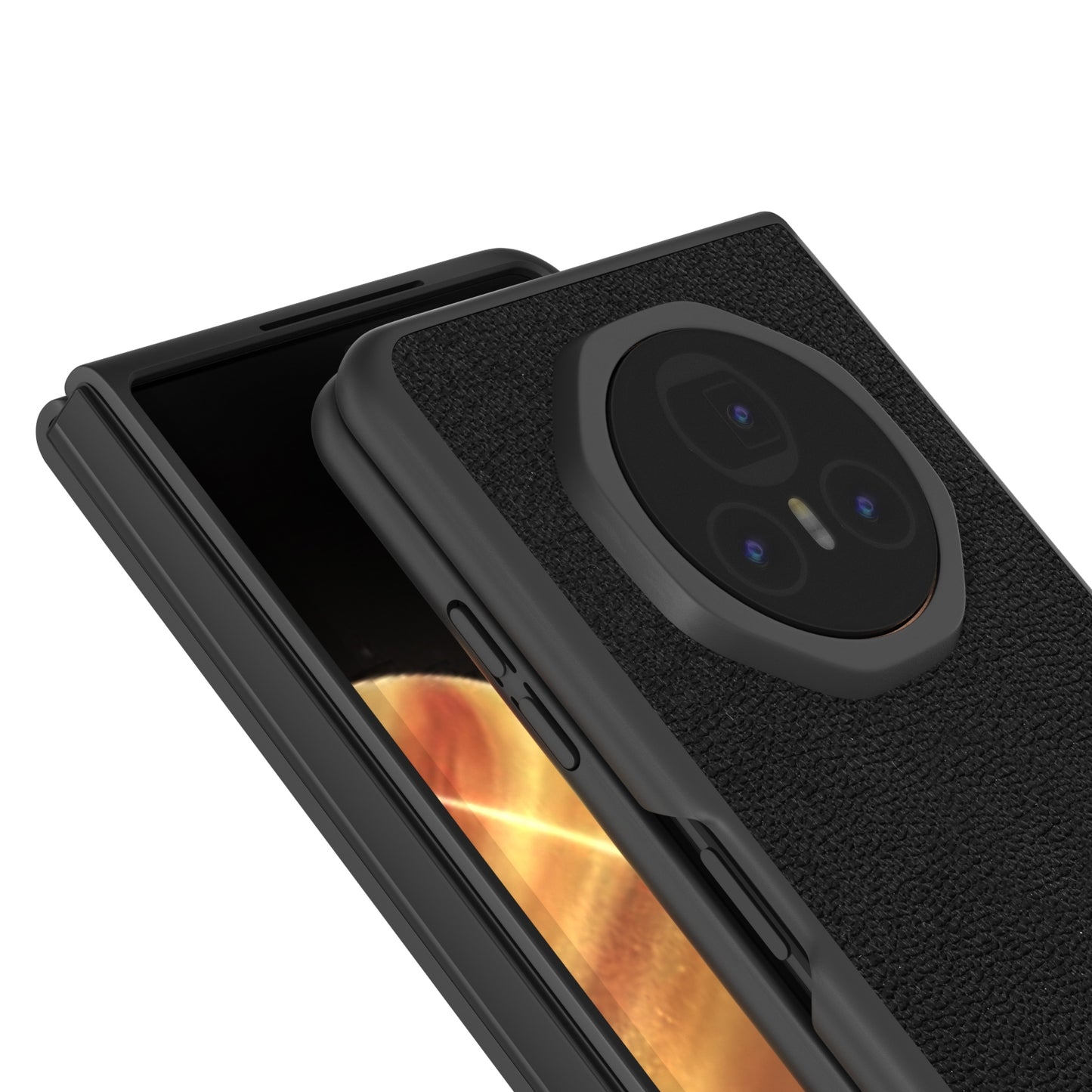 For Honor Magic V3 ABEEL Genuine Leather Luolai Series Phone Case(Black)