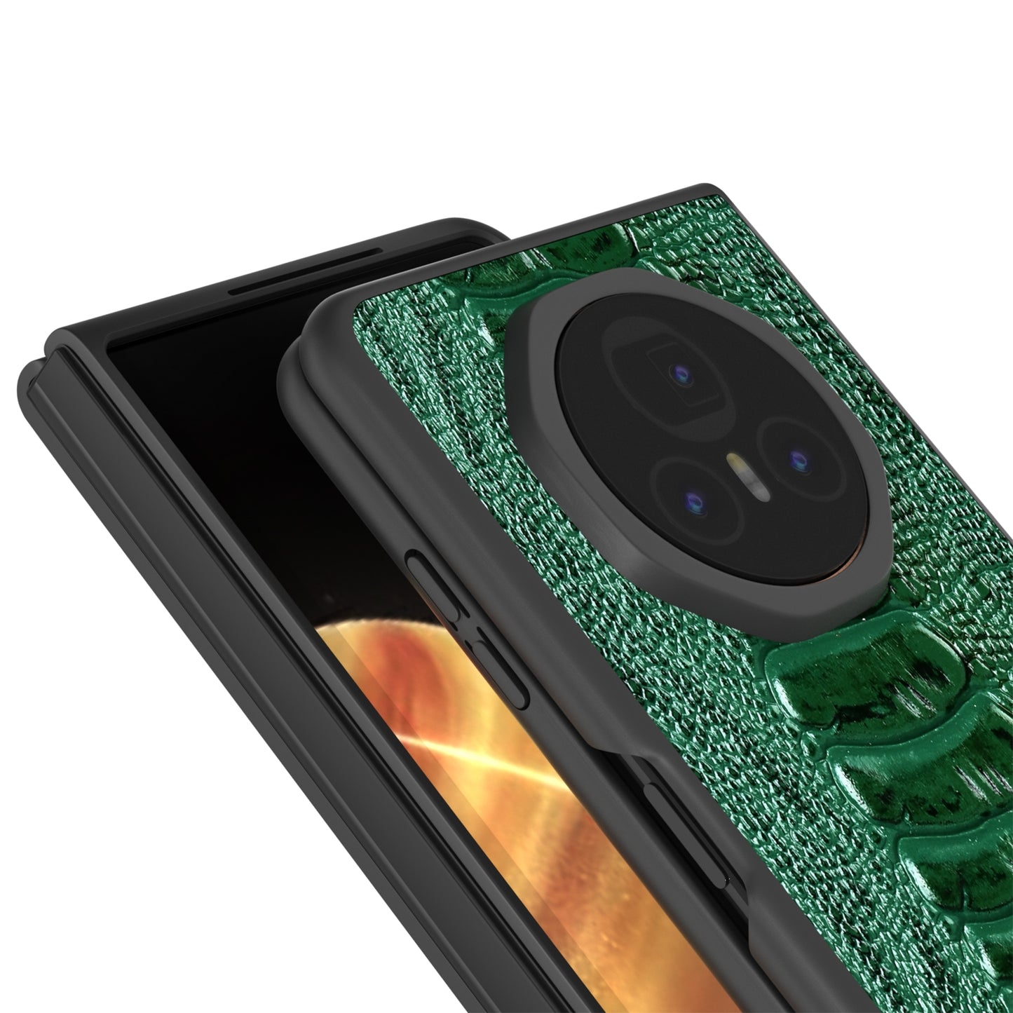 For Honor Magic V3 ABEEL Genuine Leather Weilai Series Phone Case(Green)