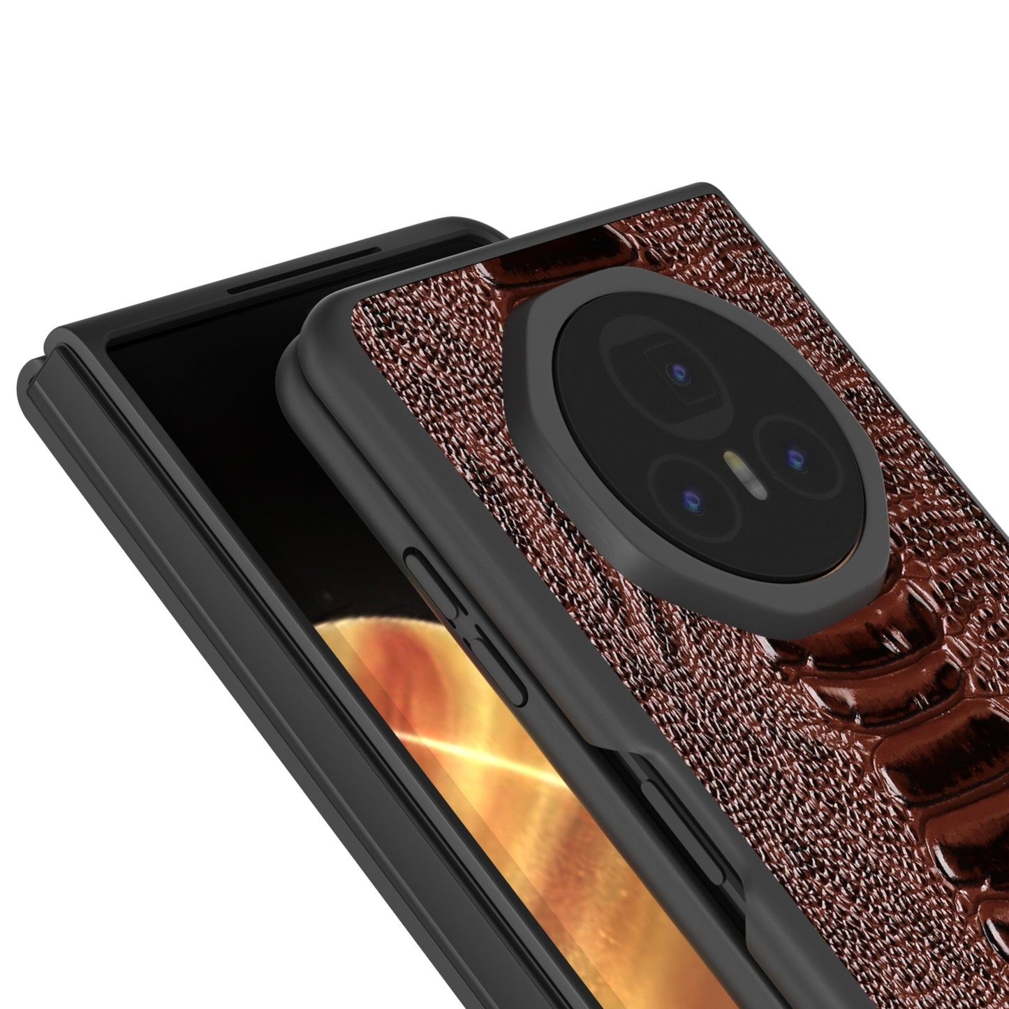 For Honor Magic V3 ABEEL Genuine Leather Weilai Series Phone Case(Coffee)