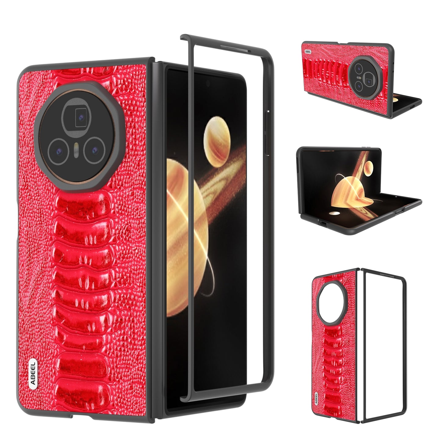 For Honor Magic V3 ABEEL Genuine Leather Weilai Series Phone Case(Red)