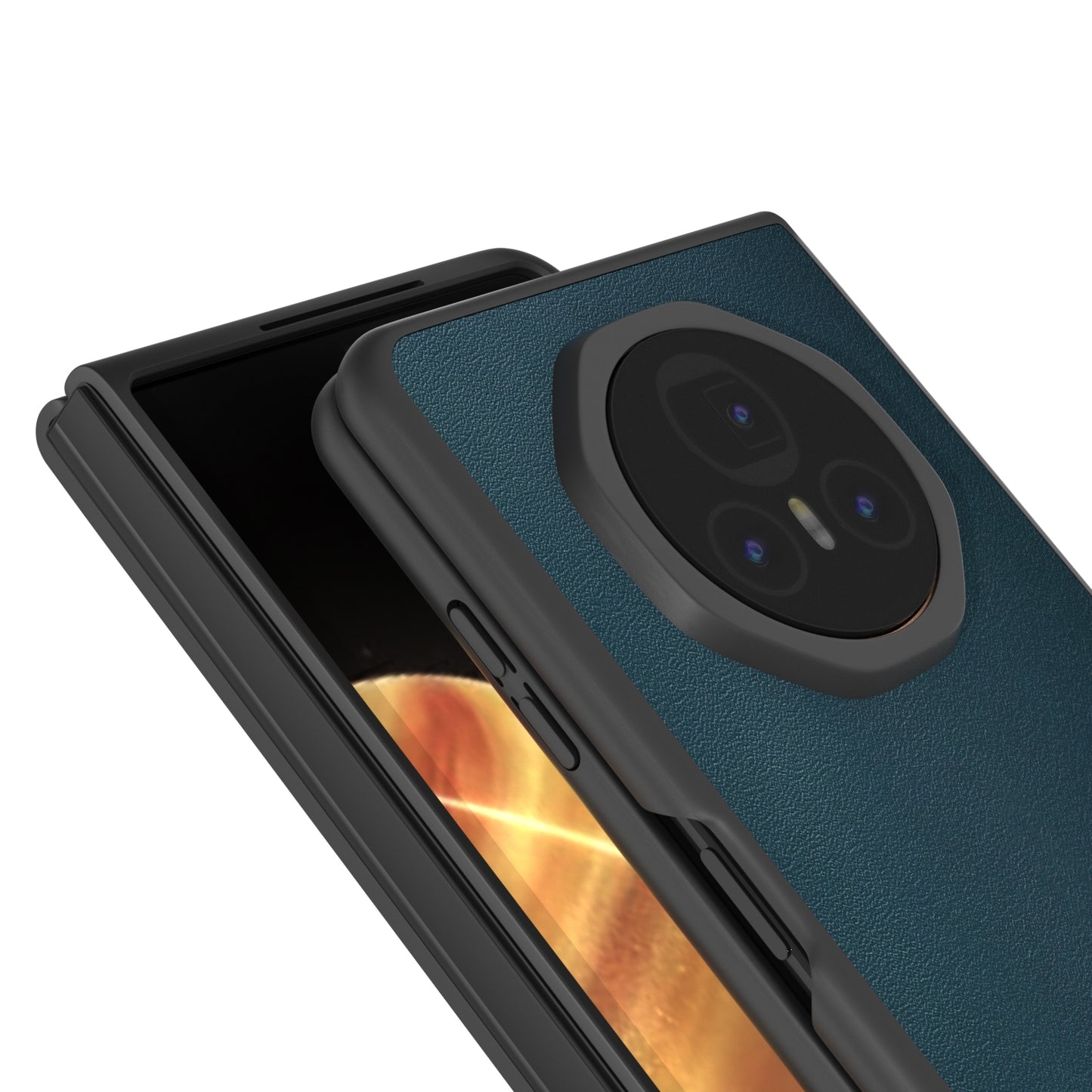 For Honor Magic V3 ABEEL Genuine Leather Xiaoya Series Phone Case(Dark Green)