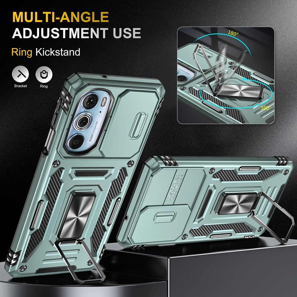 Motorola Edge 30 Pro Armor PC + TPU Camera Shield Phone Case(Alpine Green)