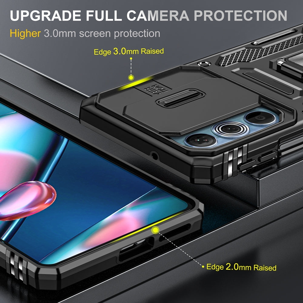 Motorola Edge 30 Pro Armor PC + TPU Camera Shield Phone Case(Black)
