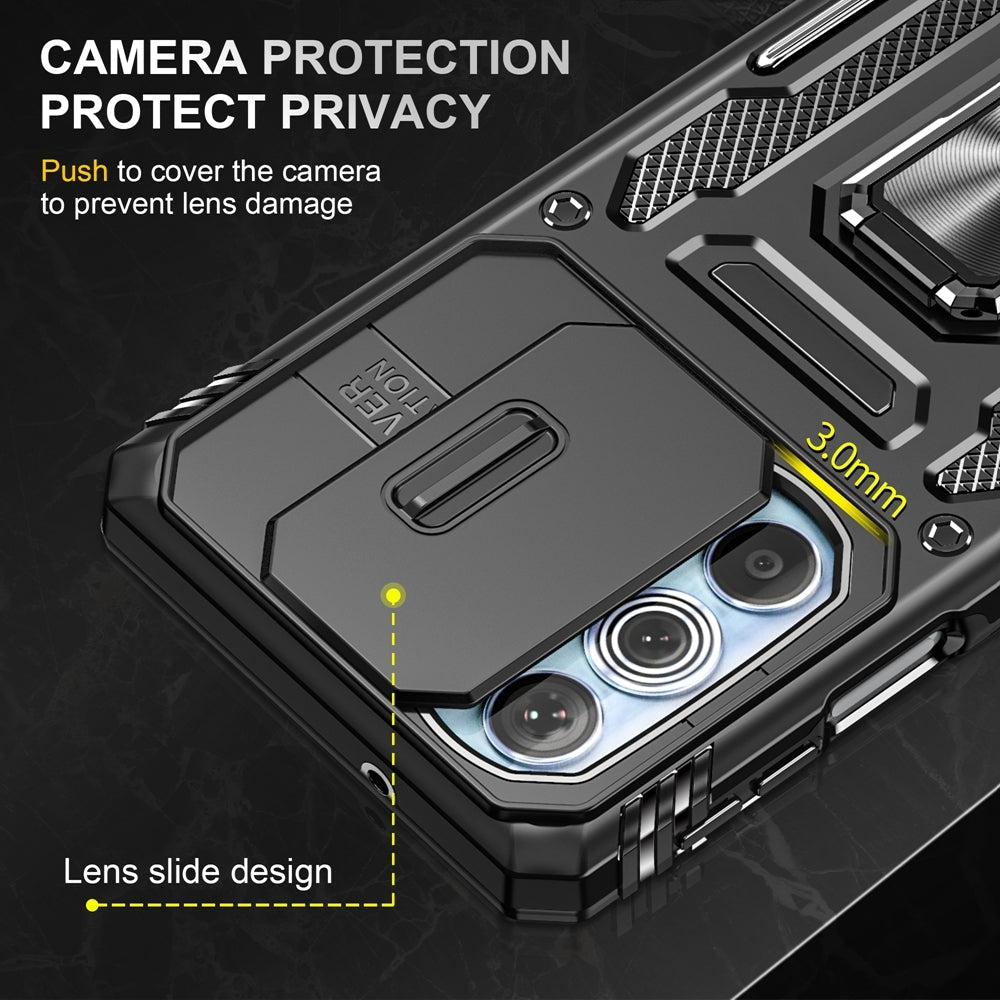 Motorola Edge 30 Pro Armor PC + TPU Camera Shield Phone Case(Black)