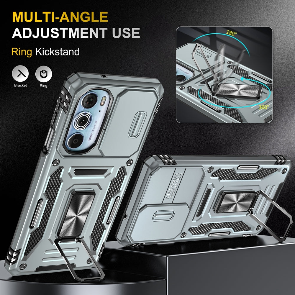 Motorola Edge 30 Pro Armor PC + TPU Camera Shield Phone Case(Grey)