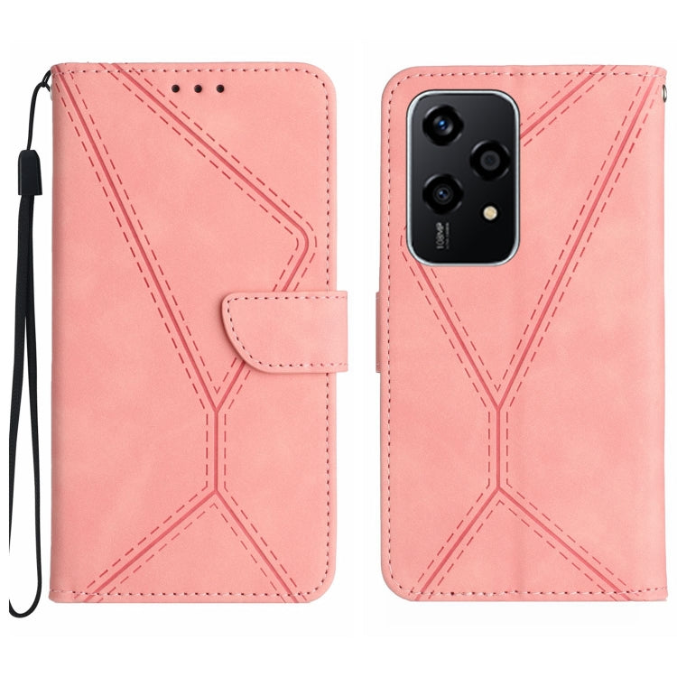 For Honor 200 Lite Global Stitching Embossed Leather Phone Case(Pink)