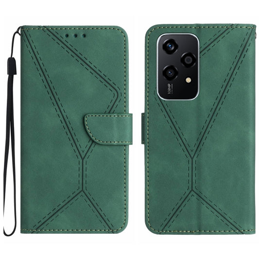 For Honor 200 Lite Global Stitching Embossed Leather Phone Case(Green)
