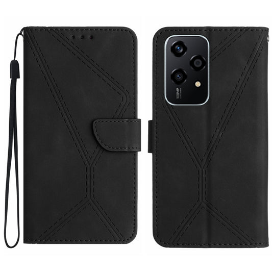 For Honor 200 Lite Global Stitching Embossed Leather Phone Case(Black)