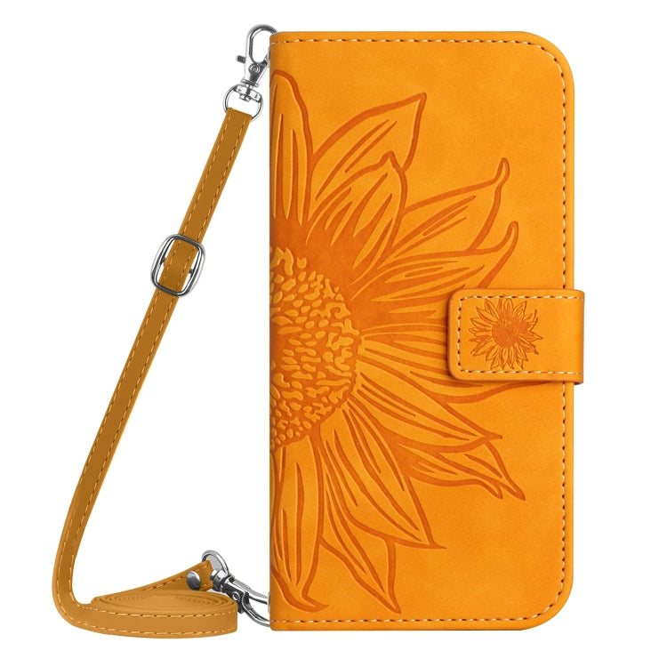 For Honor X9b Skin Feel Sun Flower Pattern Leather Phone Case with Lanyard(Yellow)