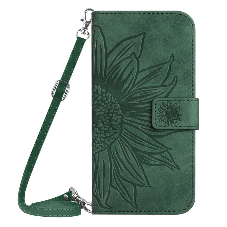 For Honor X8b Skin Feel Sun Flower Pattern Leather Phone Case with Lanyard(Green)