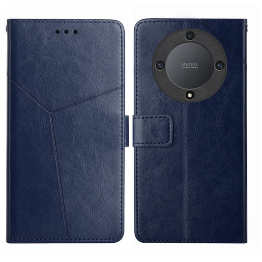 For Honor X9b Y-shaped Pattern Flip Leather Phone Case(Blue)