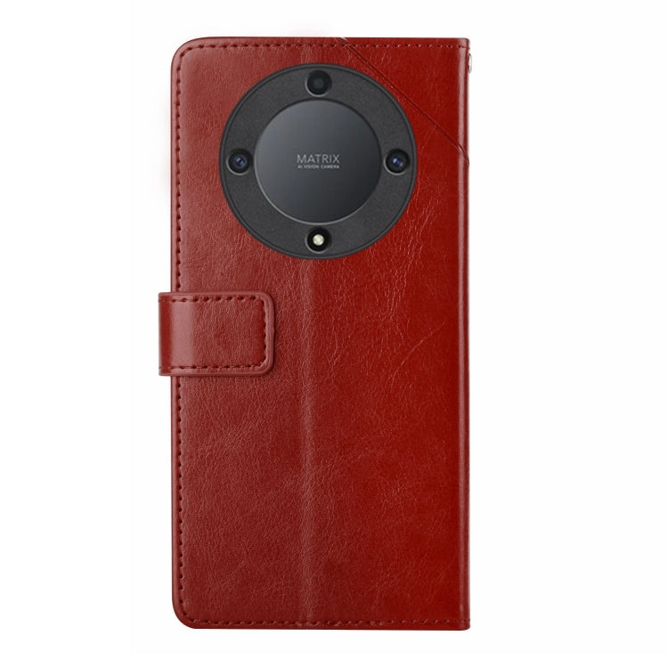 For Honor X9b Y-shaped Pattern Flip Leather Phone Case(Brown)