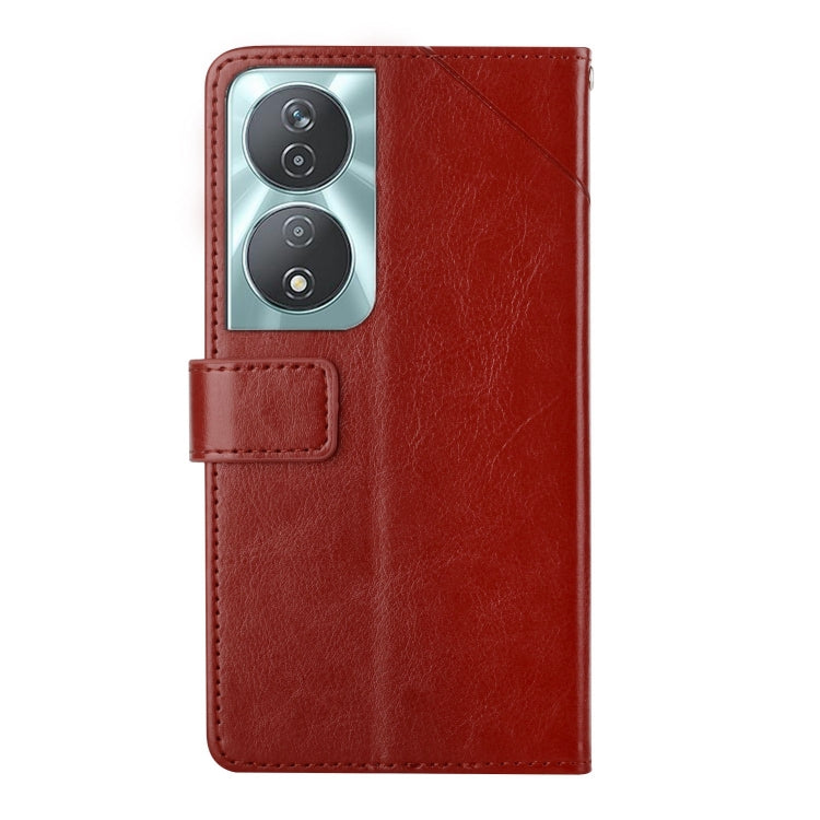For Honor 90 Smart Y-shaped Pattern Flip Leather Phone Case(Brown)