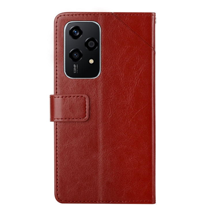 For Honor 200 Lite Global Y-shaped Pattern Flip Leather Phone Case(Brown)