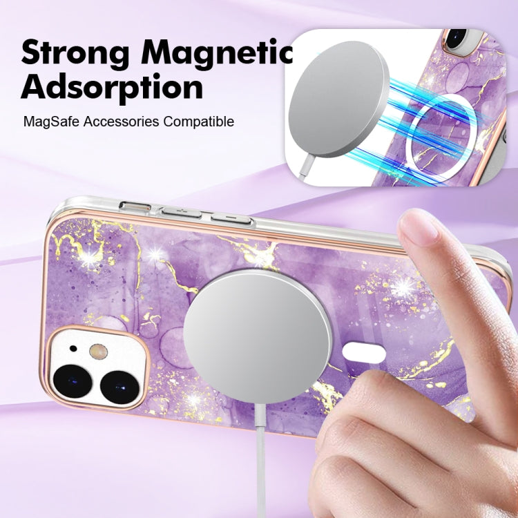 YB IMD Series-19 for iPhone 12 / 12 Pro Magnetic Case Compatible with Magsafe 2.0mm TPU Pattern Electroplating Phone Cover - Rose Gold