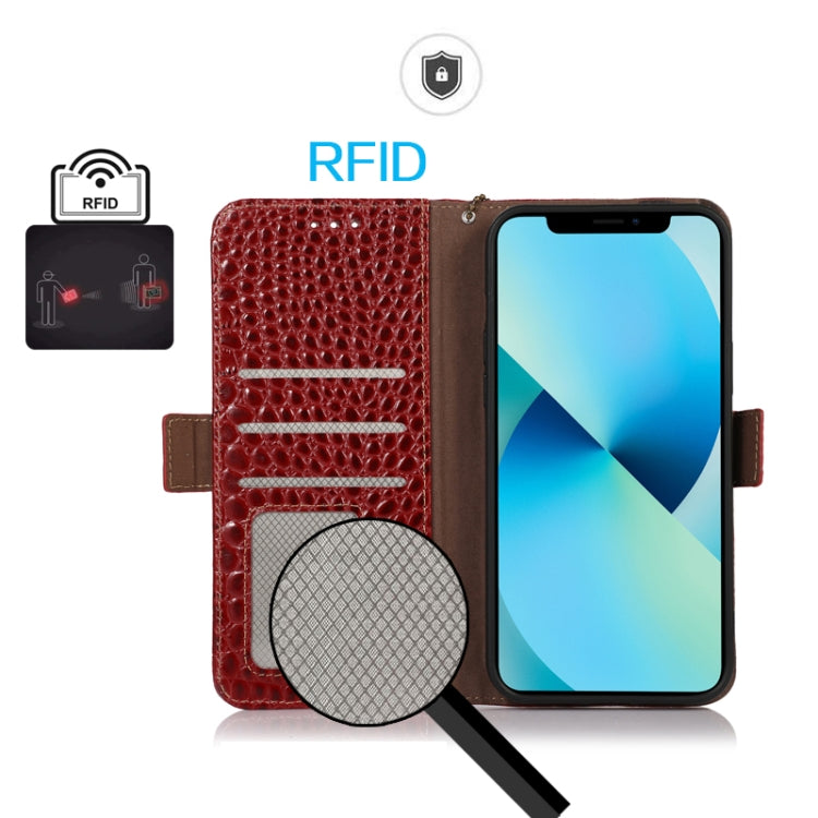 For Honor 100 Crocodile Top Layer Cowhide Leather Phone Case(Red)