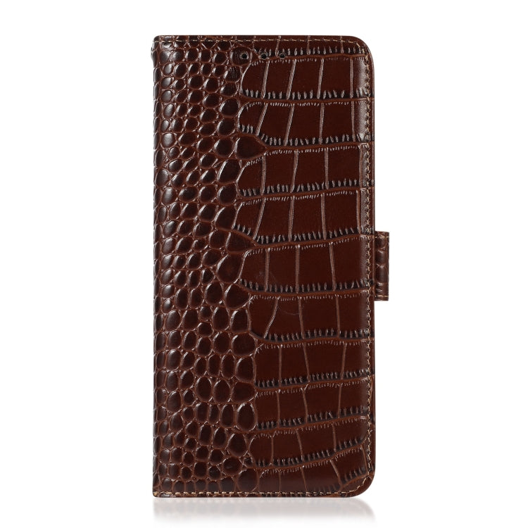 For Honor 100 Crocodile Top Layer Cowhide Leather Phone Case(Brown)