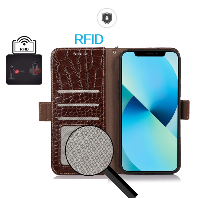 For Honor 100 Crocodile Top Layer Cowhide Leather Phone Case(Brown)
