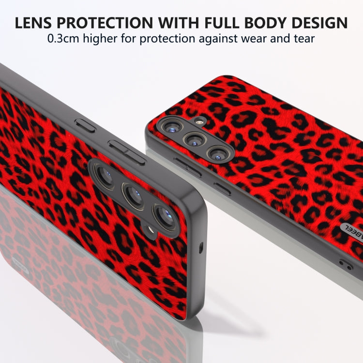 For Samsung Galaxy S24 5G ABEEL Black Edge Leopard Phone Case(Red Leopard)