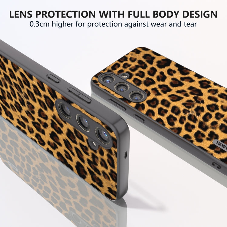 For Samsung Galaxy S24 5G ABEEL Black Edge Leopard Phone Case(Golden Leopard)