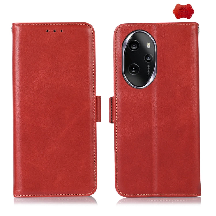For Honor 100 Pro Crazy Horse Top Layer Cowhide Leather Phone Case(Red)