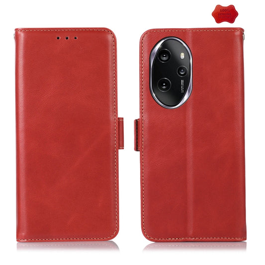 For Honor 100 Pro Crazy Horse Top Layer Cowhide Leather Phone Case(Red)