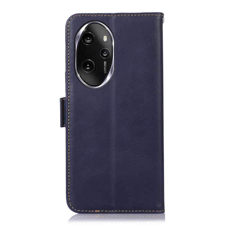 For Honor 100 Pro Crazy Horse Top Layer Cowhide Leather Phone Case(Blue)