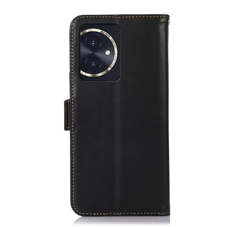 For Honor 100 Crazy Horse Top Layer Cowhide Leather Phone Case(Black)