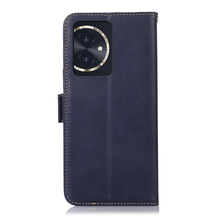 For Honor 100 Crazy Horse Top Layer Cowhide Leather Phone Case(Blue)