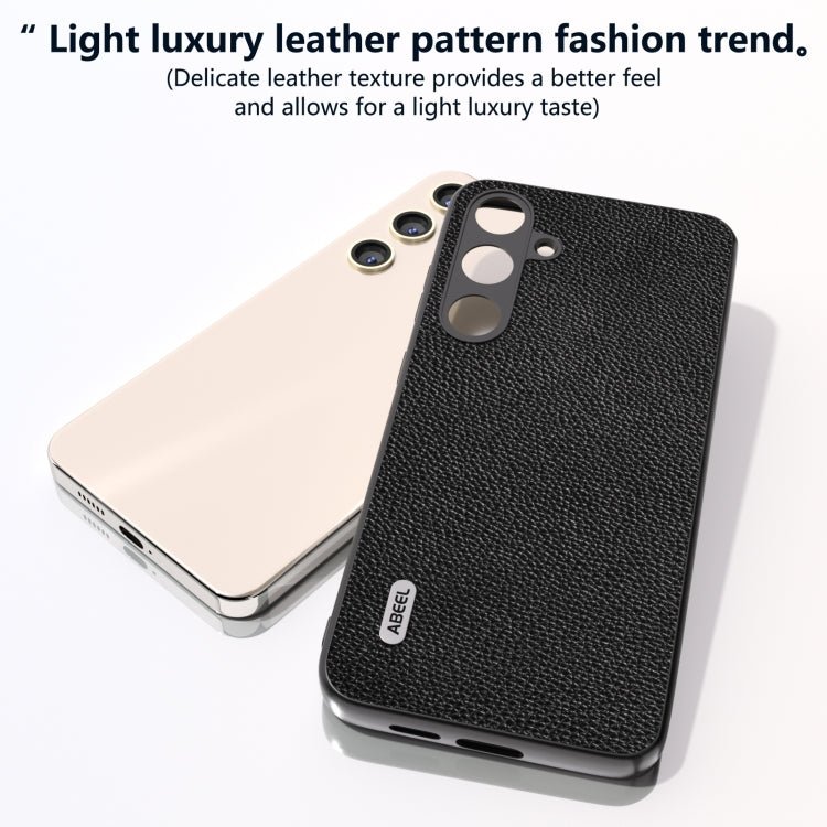 For Samsung Galaxy S24 5G ABEEL Black Edge Genuine Leather Mino Phone Case(Black)