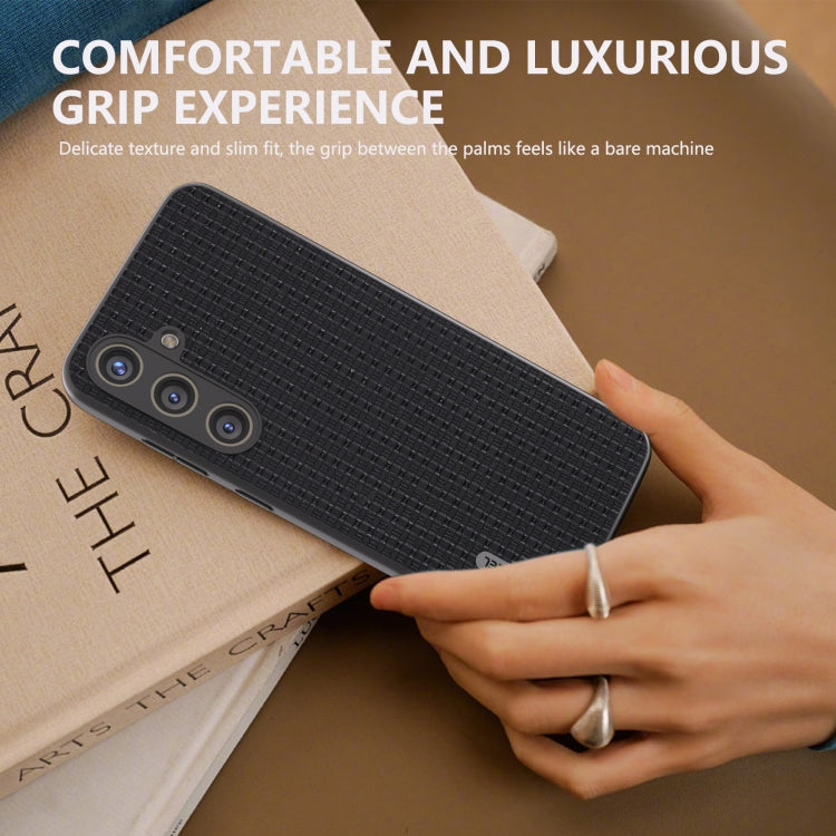 For Samsung Galaxy S24 5G ABEEL Genuine Leather Luxury Black Edge Phone Case(Black)