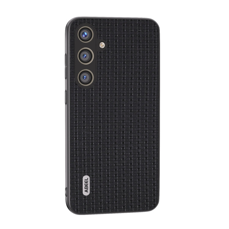 For Samsung Galaxy S24 5G ABEEL Genuine Leather Luxury Black Edge Phone Case(Black)
