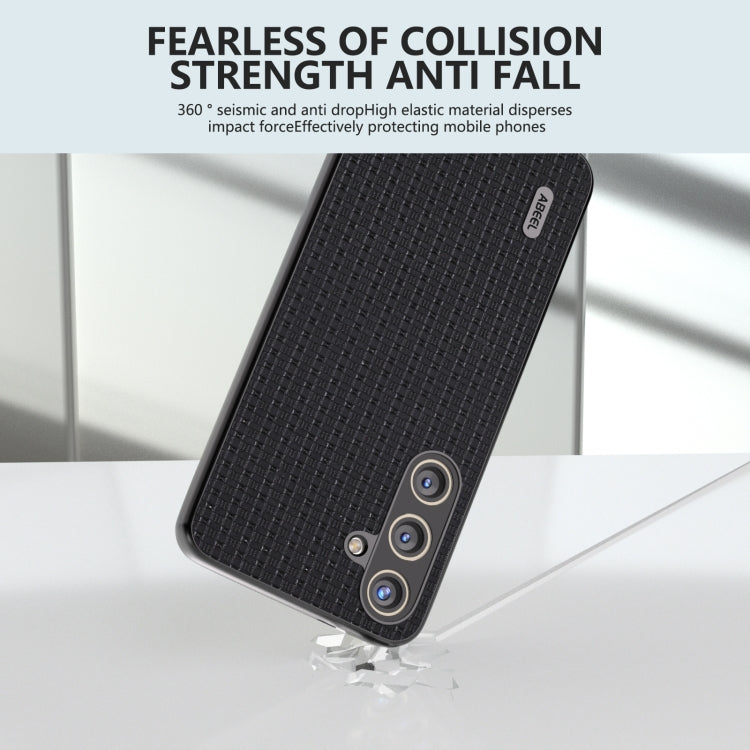 For Samsung Galaxy S24 5G ABEEL Genuine Leather Luxury Black Edge Phone Case(Black)