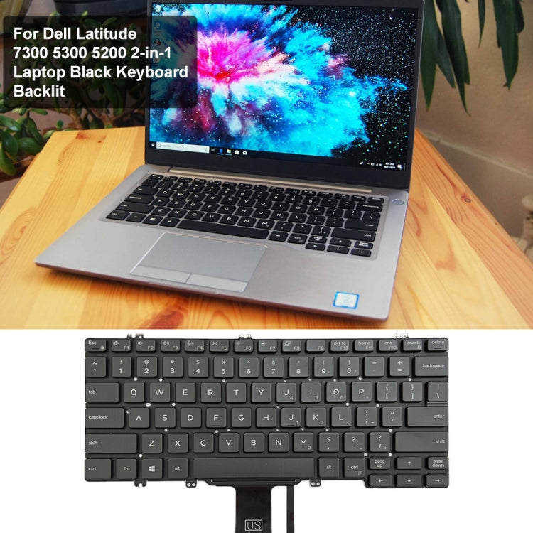 For Dell Latitude 7300 5300 5200 US Version Backlight Laptop Keyboard(Black)